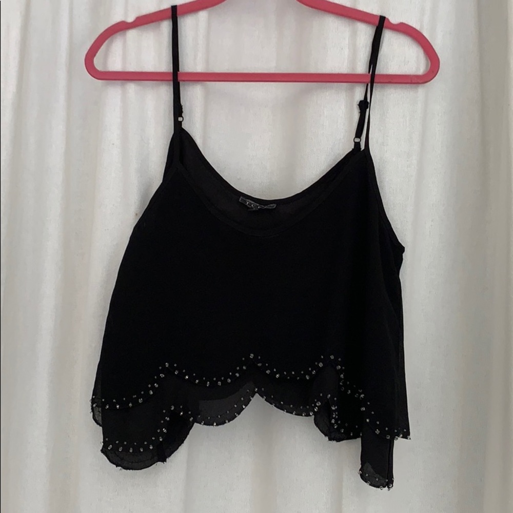 Black Beaded Crop Top